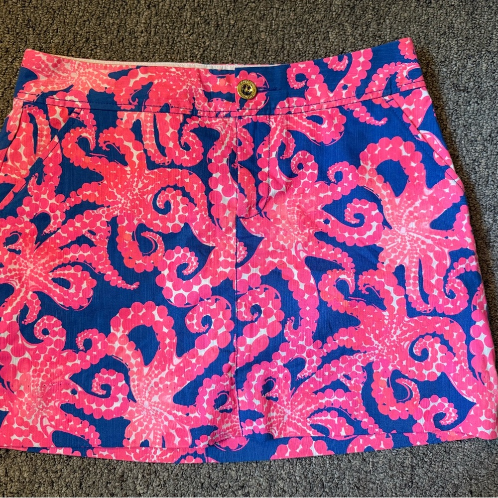 Lilly Pulitzer Pink/Blue Sea Patterned Sport Skirt (With Under Shorts)